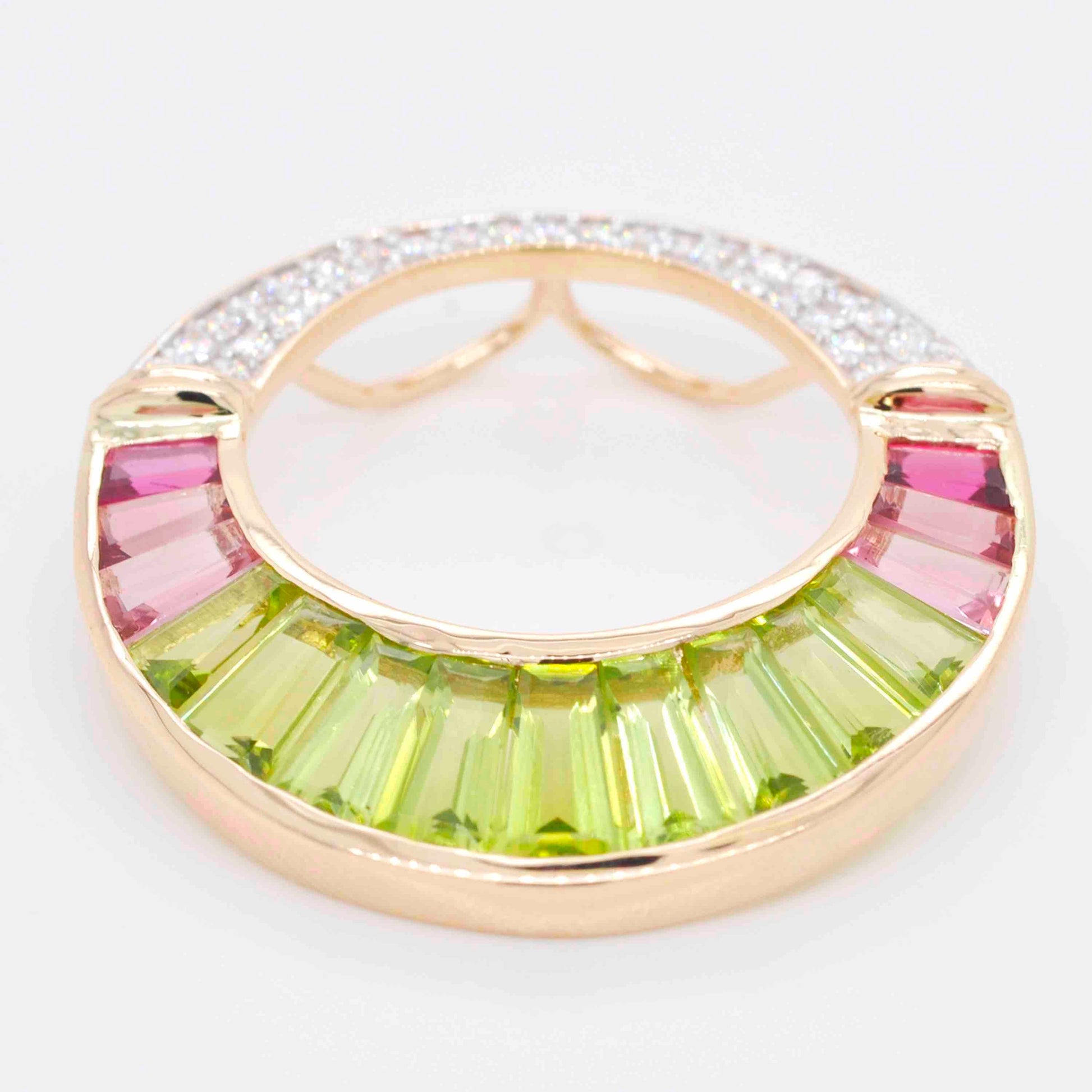 18K Gold Peridot Pink Tourmaline Diamond Cleopatra Set - Vaibhav Dhadda Jewelry