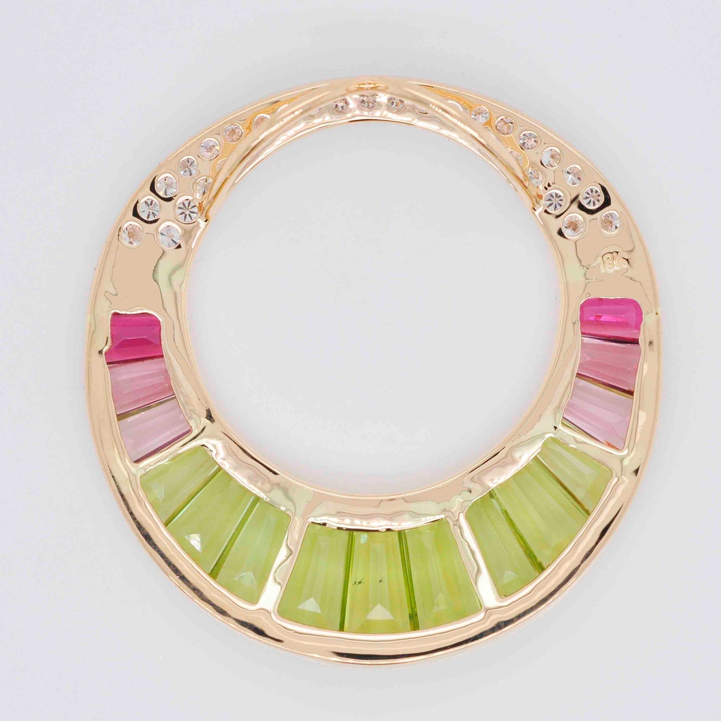 18K Gold Peridot Pink Tourmaline Cleopatra Diamond Pendant Necklace - Vaibhav Dhadda Jewelry