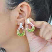 Doorknocker Pink Tourmaline  Peridot Earrings