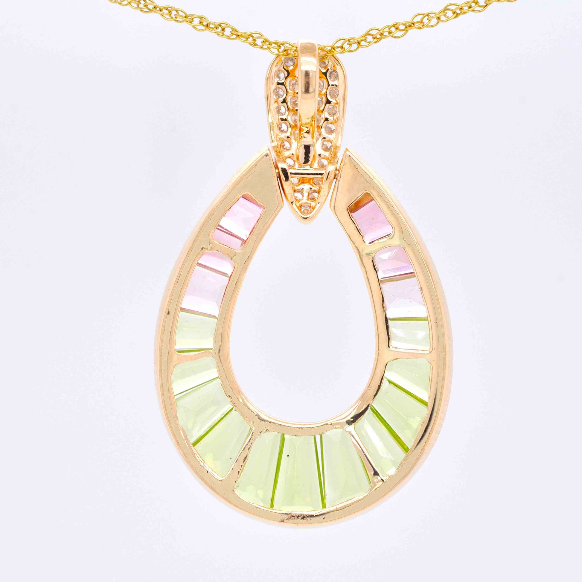 18k Gold Peridot Pink Tourmaline Diamond Raindrop Set - Vaibhav Dhadda Jewelry