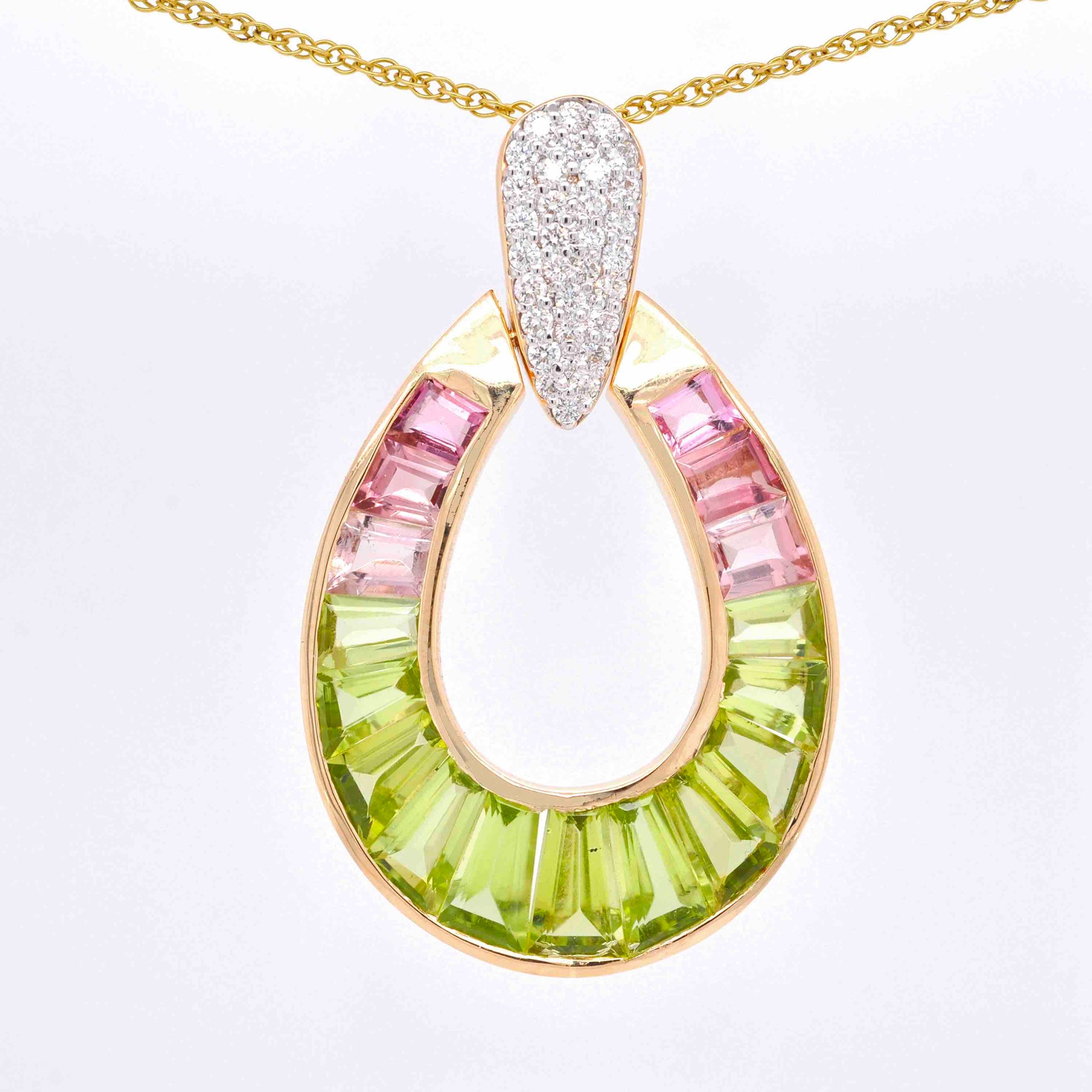 gold necklace with peridot