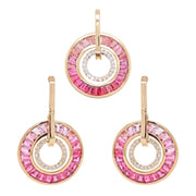 Circle Pink Tourmaline Dangle Set