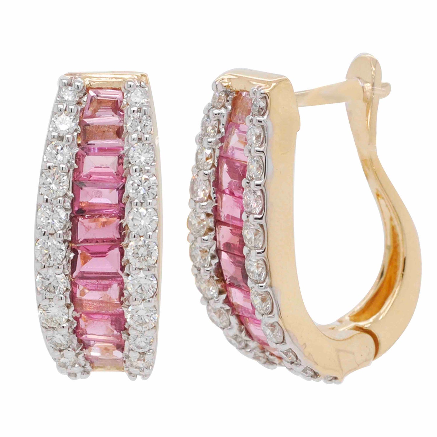pink tourmaline hoop earrings