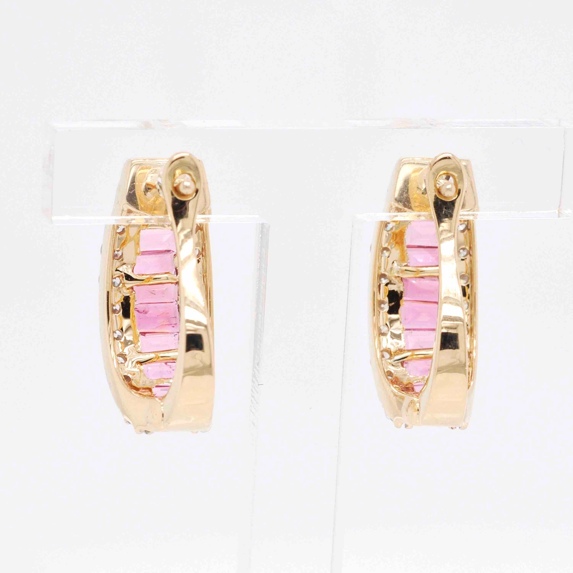 pink tourmaline hoops huggie earring designs