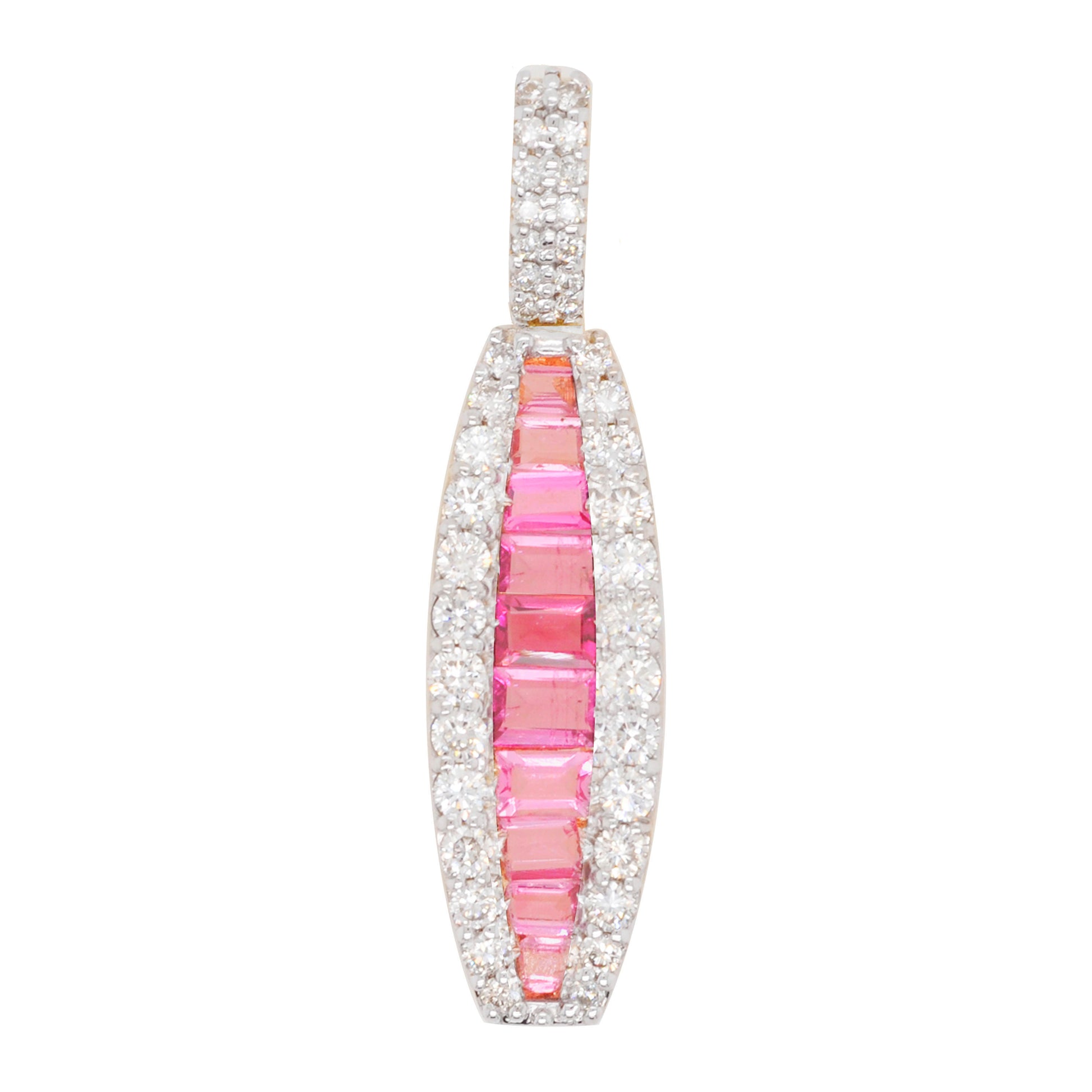 18K Gold Pink Tourmaline Art Deco Diamond Pendant Necklace - Vaibhav Dhadda Jewelry