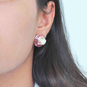 pink tourmaline earrings yellow gold