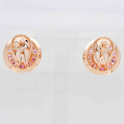 18K Gold Channel-Set Baguettes Pink Tourmaline Opal Stud Earrings - Vaibhav Dhadda Jewelry