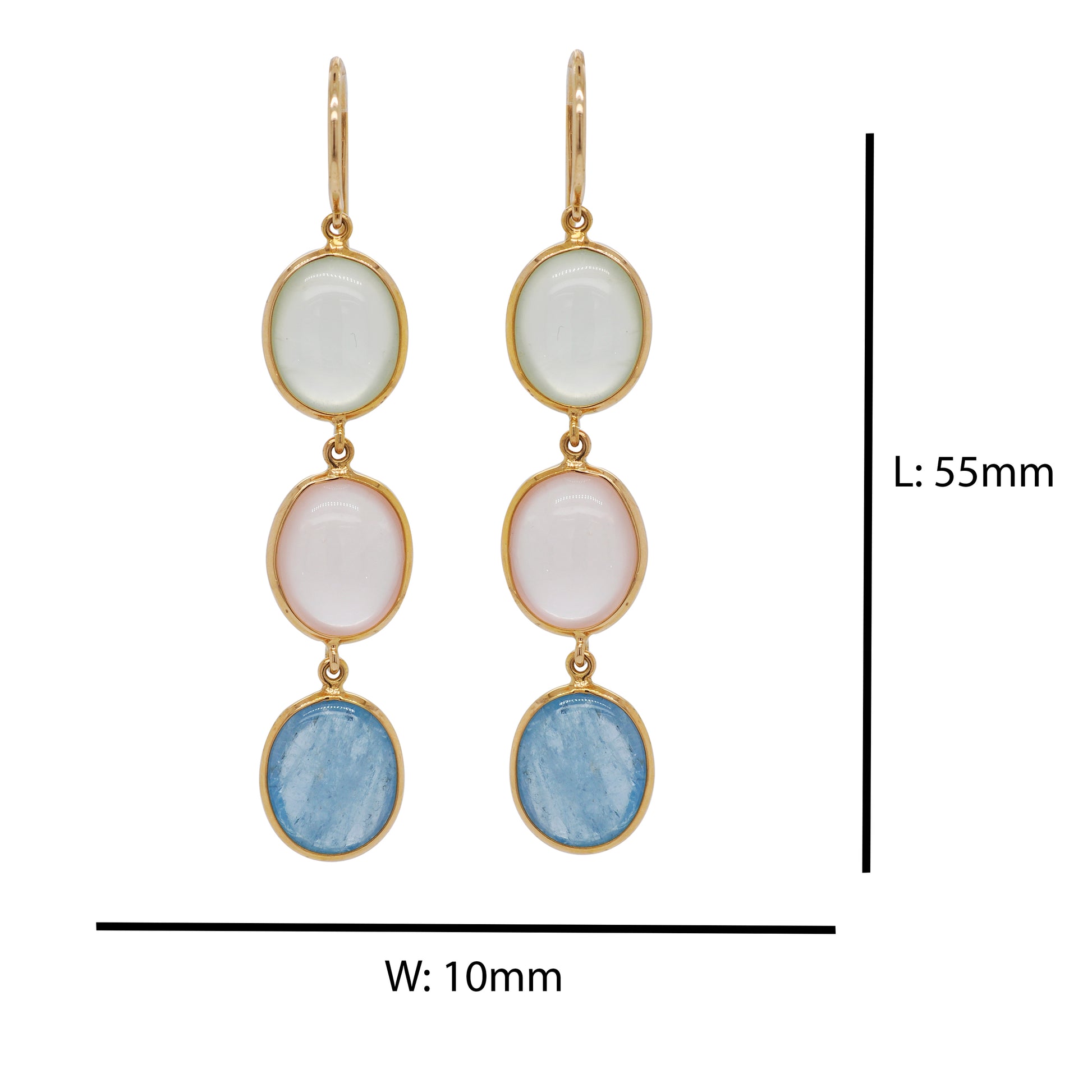 Rose Aquamarine Prehnite Diamond Earrings