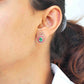 Rock Crystal Carving Emerald Ruby Studs
