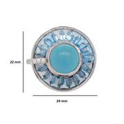 Circle Blue Topaz Turquoise Rotating Ring