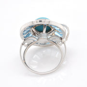 Circle Blue Topaz Turquoise Rotating Ring