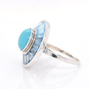 Circle Blue Topaz Turquoise Rotating Ring