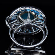 Circle Blue Topaz Turquoise Rotating Ring