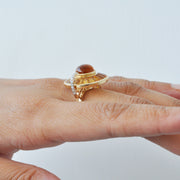On-hand view of the 14K gold citrine ring with diamonds.