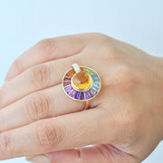 Circle Multi Citrine Rotating Ring
