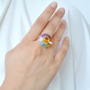 Circle Multi Citrine Rotating Ring