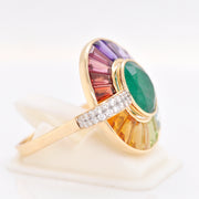 Circle Emerald Multicolor Rotating Ring
