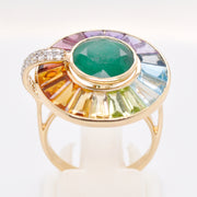 Circle Emerald Multicolor Rotating Ring