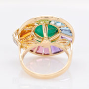 Circle Emerald Multicolor Rotating Ring
