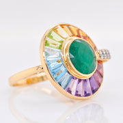 Circle Emerald Multicolor Rotating Ring