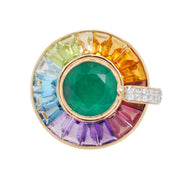 Circle Emerald Multicolor Rotating Ring
