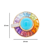 Circle Turquoise Multicolor Gemstone Rotating Ring