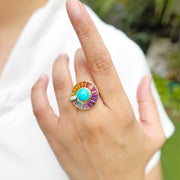 Circle Turquoise Multicolor Gemstone Rotating Ring