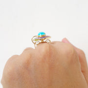 Circle Turquoise Multicolor Gemstone Rotating Ring