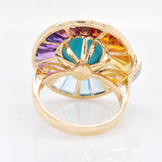 Circle Turquoise Multicolor Gemstone Rotating Ring