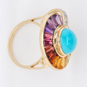 Circle Turquoise Multicolor Gemstone Rotating Ring