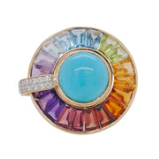 Circle Turquoise Multicolor Gemstone Rotating Ring