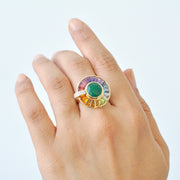 Circle Emerald Multicolor Rotating Ring