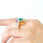 Circle Emerald Multicolor Rotating Ring