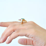Circle Emerald Multicolor Rotating Ring