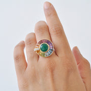 Circle Emerald Multicolor Rotating Ring