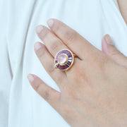 Circle Rhodolite Rose Quartz Rotating Ring