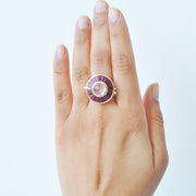 Circle Rhodolite Rose Quartz Rotating Ring
