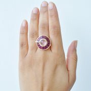Circle Rhodolite Rose Quartz Rotating Ring