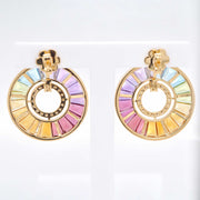 Circle Rainbow Diamond Earrings
