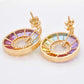 18K Gold Rainbow Channel-set Diamond Circle Earrings