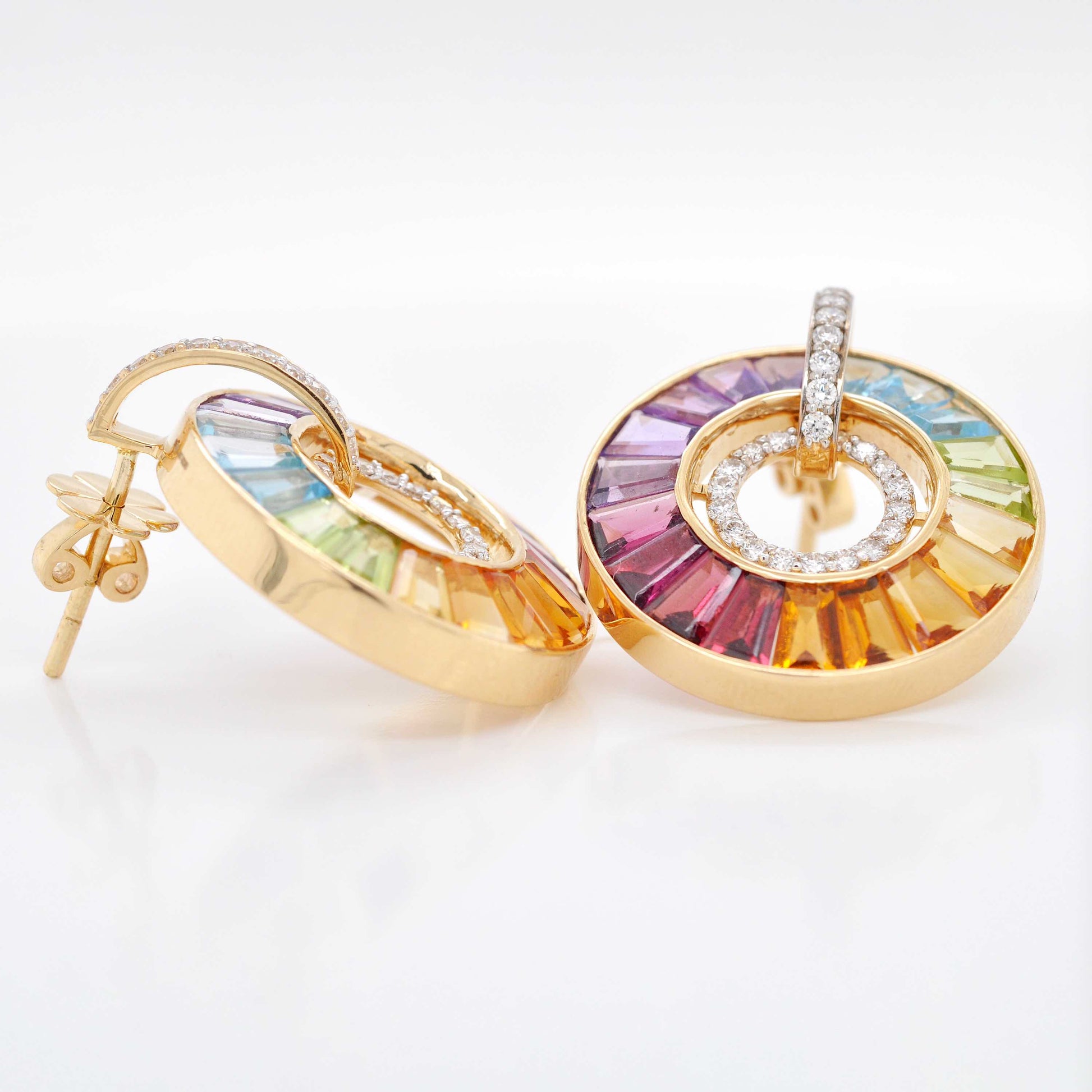 rainbow earrings with diamonds
