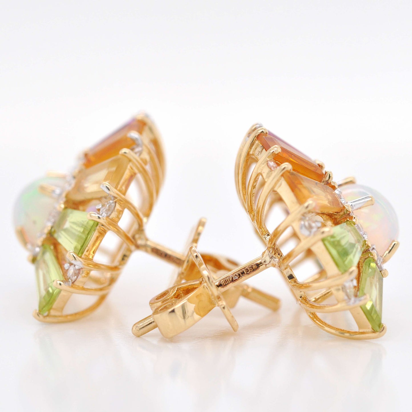 18K Gold Rainbow Ferris Wheel Diamond Earrings