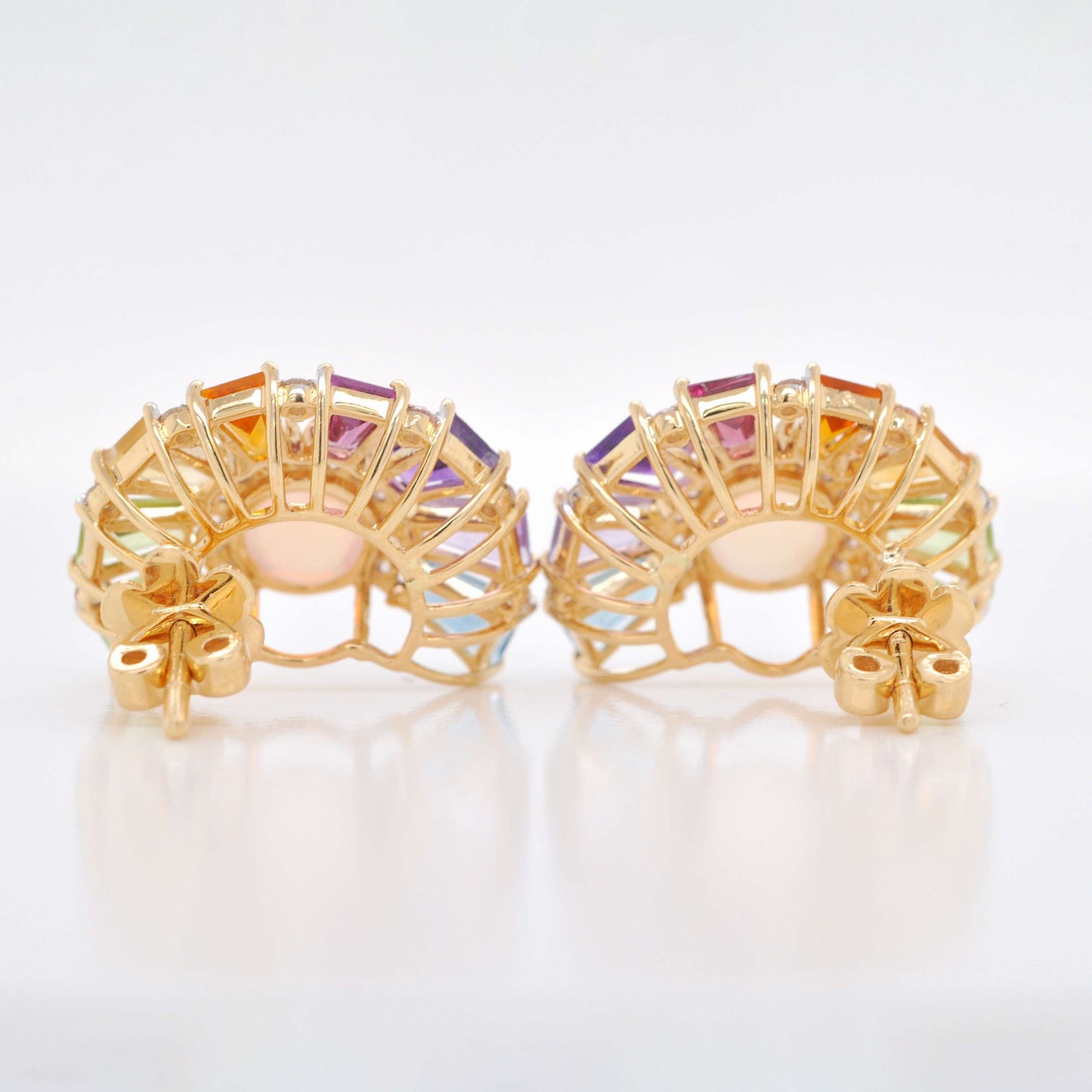 18K Gold Rainbow Ferris Wheel Diamond Earrings