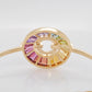 18K Gold Rainbow Gemstones Diamond Circle Bolo Bracelet