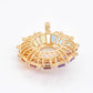 18K Gold Rainbow Ferris Wheel Opal Diamond Circle Pendant Necklace