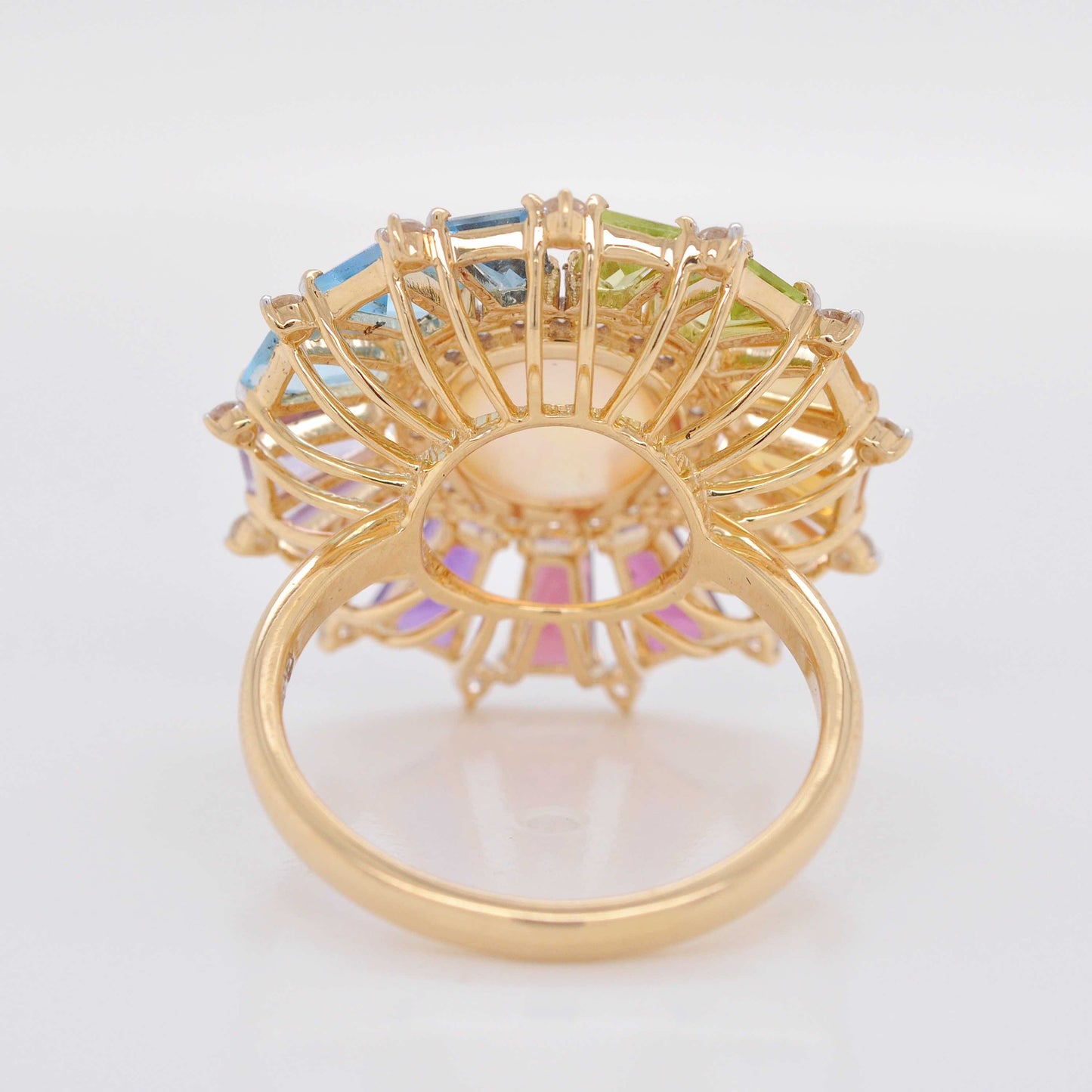 18K Gold Rainbow Ferris Wheel Diamond Ring