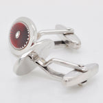 Red Guilloché Enamel Silver Cufflinks - Vaibhav Dhadda Jewellery