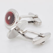 Red Guilloché Enamel Silver Cufflinks - Vaibhav Dhadda Jewellery