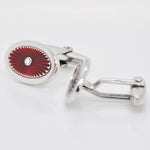 Red Guilloché Enamel Silver Cufflinks - Vaibhav Dhadda Jewellery