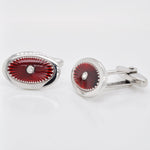 Red Guilloché Enamel Silver Cufflinks - Vaibhav Dhadda Jewellery